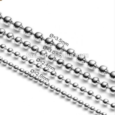 factory wholesale price customized 2.4mm 4.5mm stainless steel ball chain metal ball chain